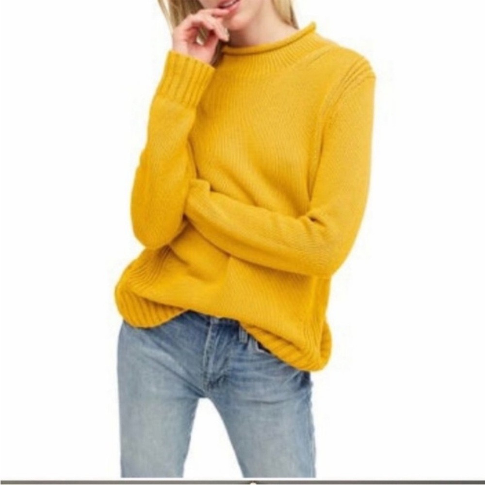 J Crew Always Women's Mustard Yellow Roll Neck Sweater Size XS - Picture 2 of 10